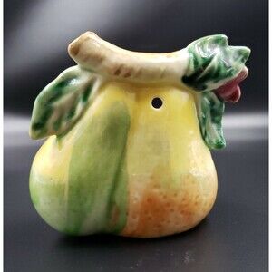 Wall Pocket Planter Pear Fruit Vtg Japan Glazed Painted Ceramic Art Pottery Vase